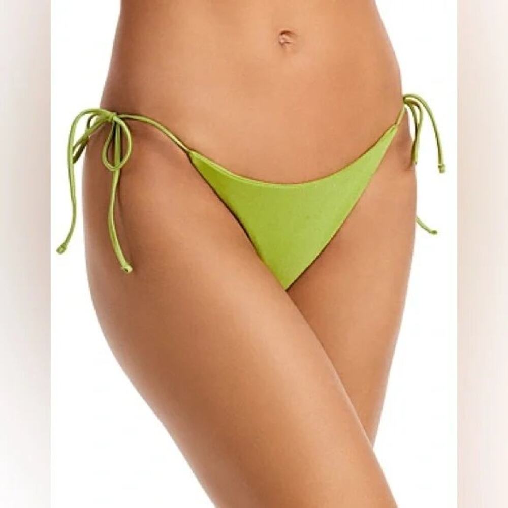 Jade Swim Green Sheen Side Tie Swimsuit Bikini Bottom sz S